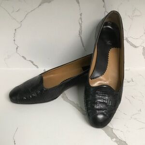 Trotters Z Collection Black Woven Leather Toe Cap Flats Loafers Euro 38